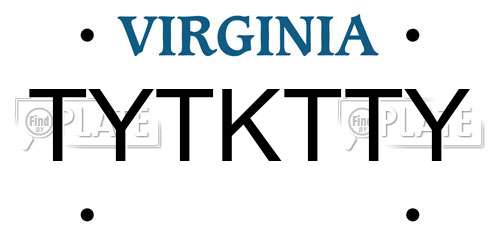 TYTKTTY Virginia License Plate