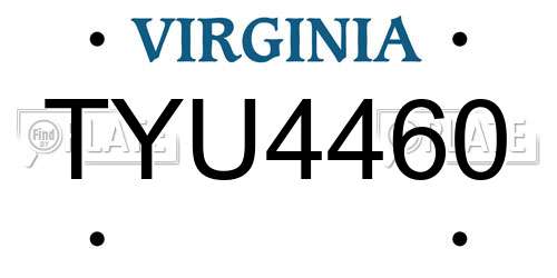 TYU4460 Virginia License Plate