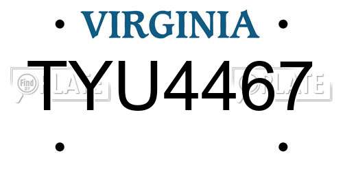 TYU4467 Virginia License Plate