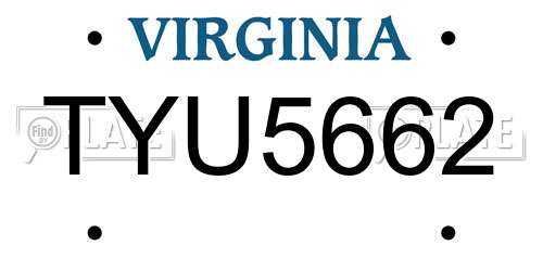 TYU5662 Virginia License Plate