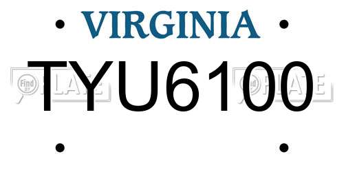 TYU6100 Virginia License Plate