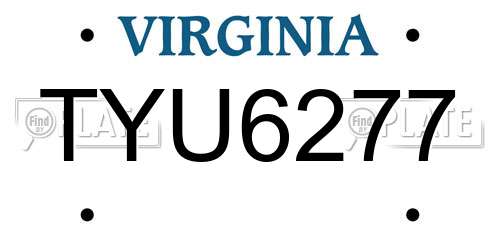 TYU6277 Virginia License Plate