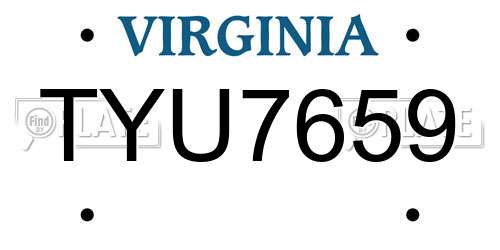 TYU7659 Virginia License Plate