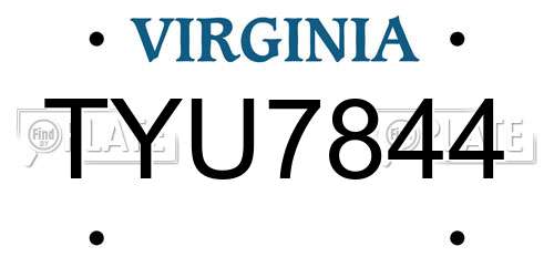 TYU7844 Virginia License Plate