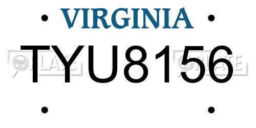 TYU8156 Virginia License Plate