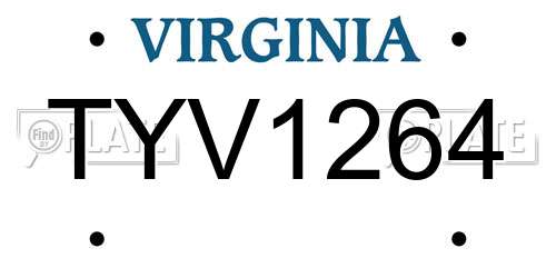 TYV1264 Virginia License Plate