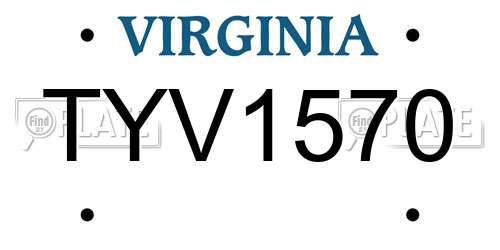 TYV1570 Virginia License Plate