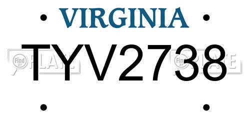 TYV2738 Virginia License Plate