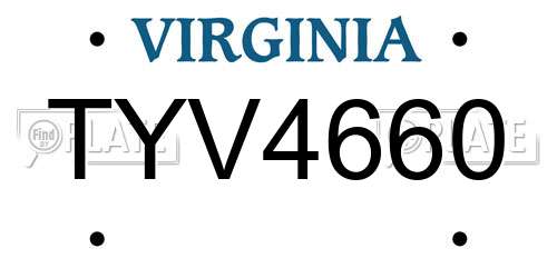 TYV4660 Virginia License Plate