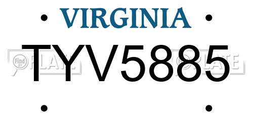 TYV5885 Virginia License Plate