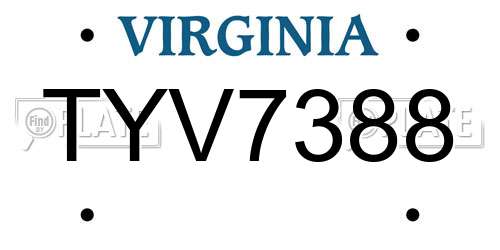 TYV7388 Virginia License Plate