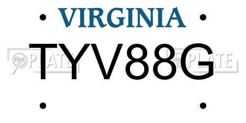 TYV88G Virginia License Plate