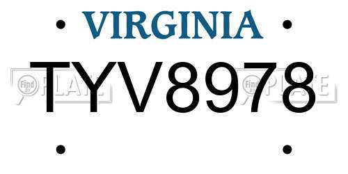 TYV8978 Virginia License Plate