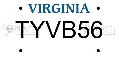 TYVB56 Virginia License Plate