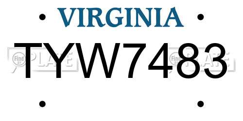 TYW7483 Virginia License Plate