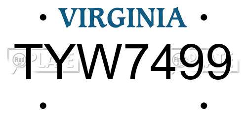 TYW7499 Virginia License Plate