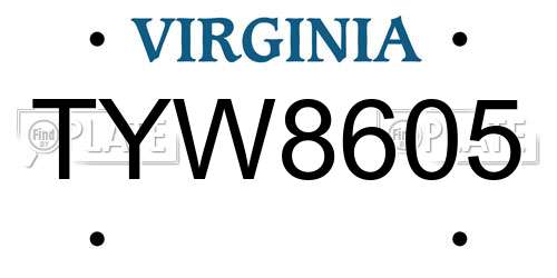 TYW8605 Virginia License Plate
