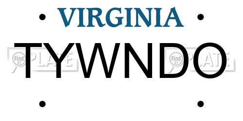 TYWNDO Virginia License Plate