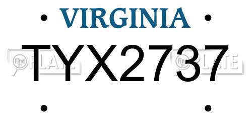 TYX2737 Virginia License Plate