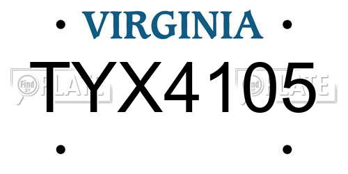TYX4105 Virginia License Plate