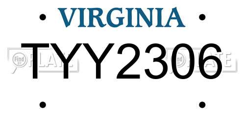 TYY2306 Virginia License Plate