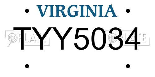 TYY5034 Virginia License Plate