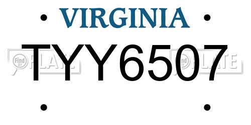 TYY6507 Virginia License Plate