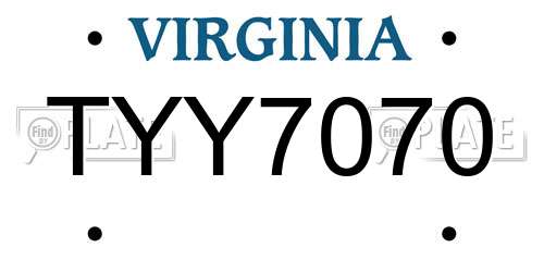 TYY7070 Virginia License Plate
