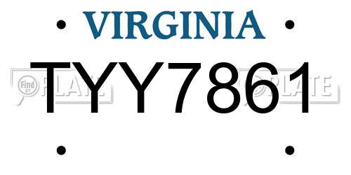TYY7861 Virginia License Plate