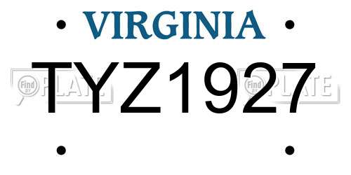 TYZ1927 Virginia License Plate