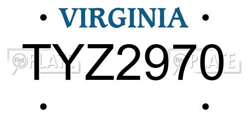 TYZ2970 Virginia License Plate