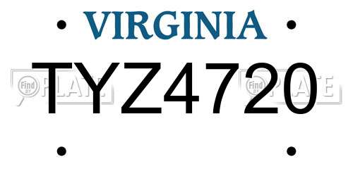 TYZ4720 Virginia License Plate