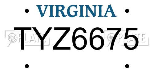 TYZ6675 Virginia License Plate