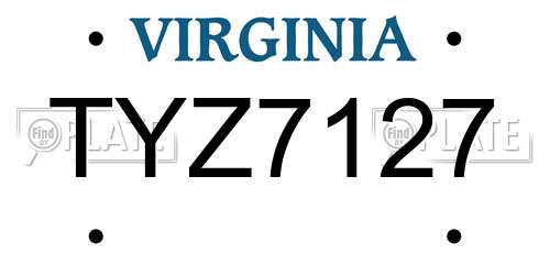 TYZ7127 Virginia License Plate