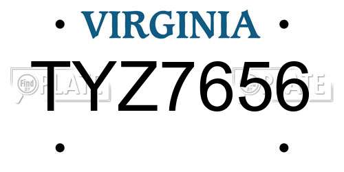 TYZ7656 Virginia License Plate