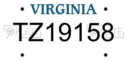 TZ19158 Virginia License Plate