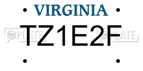 TZ1E2F Virginia License Plate