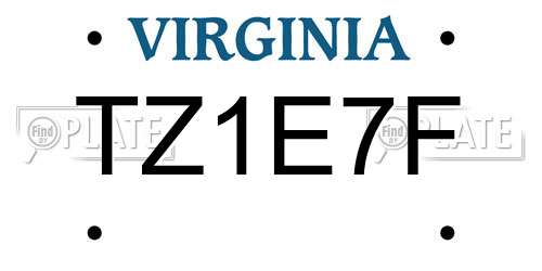 TZ1E7F Virginia License Plate