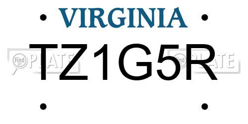 TZ1G5R Virginia License Plate