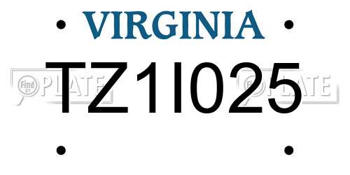TZ1I025 Virginia License Plate