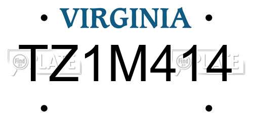 TZ1M414 Virginia License Plate