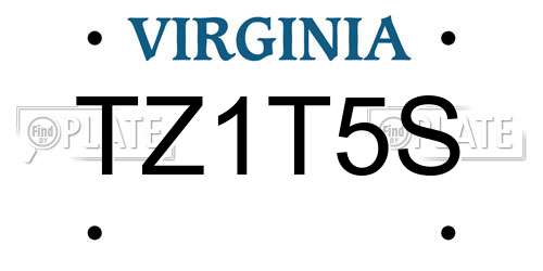 TZ1T5S Virginia License Plate