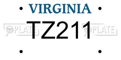 TZ211 Virginia License Plate