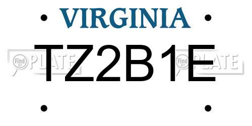 TZ2B1E Virginia License Plate