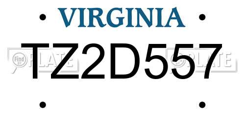 TZ2D557 Virginia License Plate