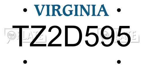 TZ2D595 Virginia License Plate