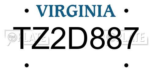 TZ2D887 Virginia License Plate