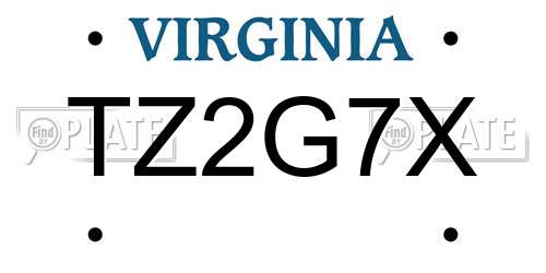 TZ2G7X Virginia License Plate