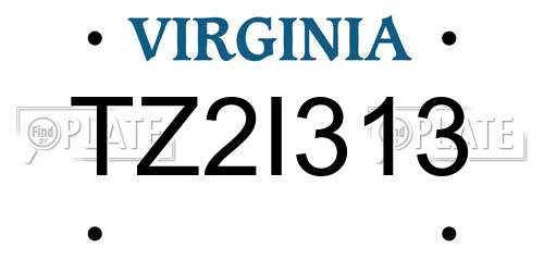 TZ2I313 Virginia License Plate