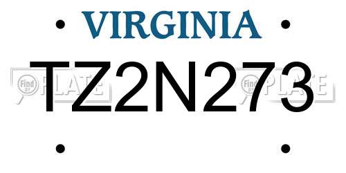 TZ2N273 Virginia License Plate